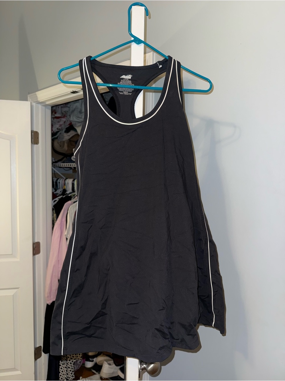 Avia Black Tank with White Piping Athletic Top
